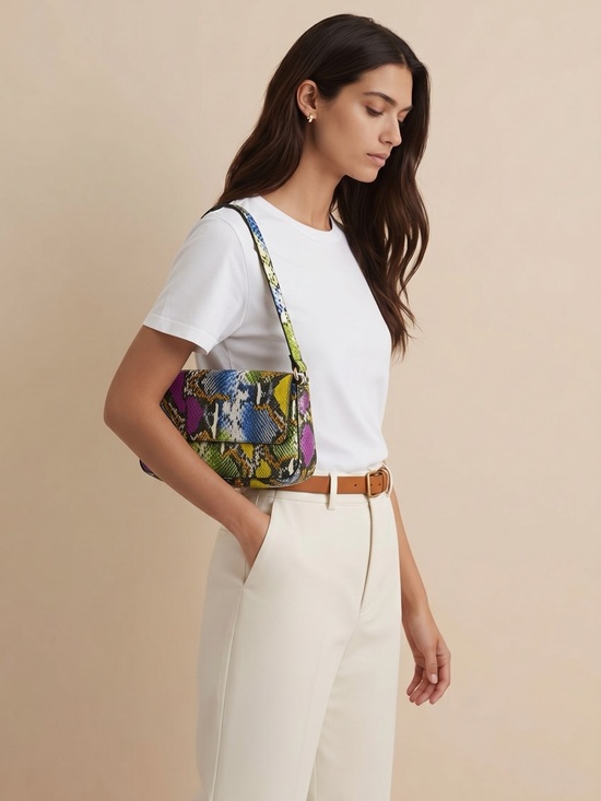 The Unbranded Brand Handbags - Multicolor Snake-Print Shoulder Bag